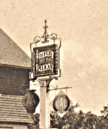The original Fox & Pelican sign as viewed from the west, i.e. from the church side.
