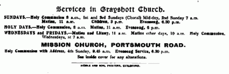 Notice of Services Mission Church January 1918