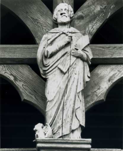 Oak Carving of St Luke Carved by Mr Forsyth